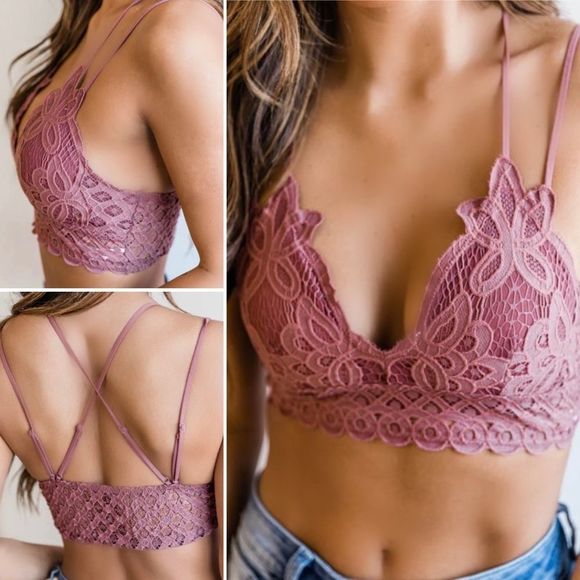 Last One! Lace Bralette Medium Mauve Pink - Picture 1 of 1